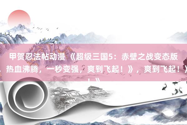 甲贺忍法帖动漫 《超级三国5：赤壁之战变态版，热血沸腾，一秒变强，爽到飞起！》，爽到飞起！》