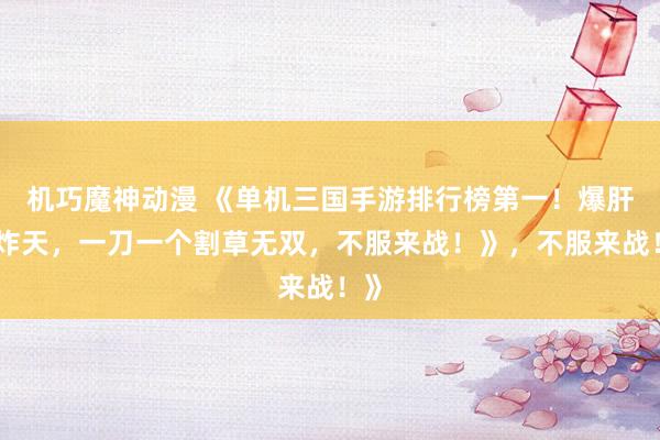 机巧魔神动漫 《单机三国手游排行榜第一！爆肝爽炸天，一刀一个割草无双，不服来战！》，不服来战！》
